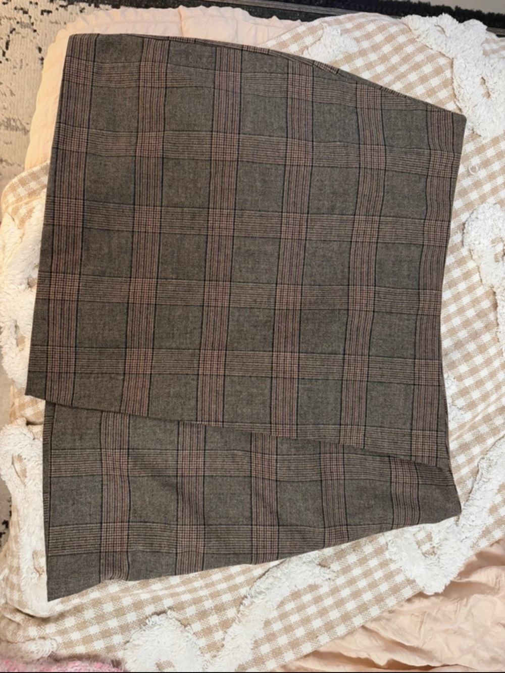 Brown Plaid Mini Skirt